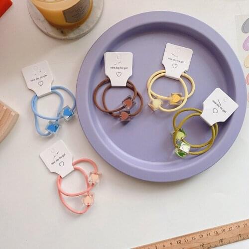 Girls Sweet Elastic Hair Bands Children Candy Color Summer Hairropes Korean Style Ponytail Holder Solid Heart Hair Accessories