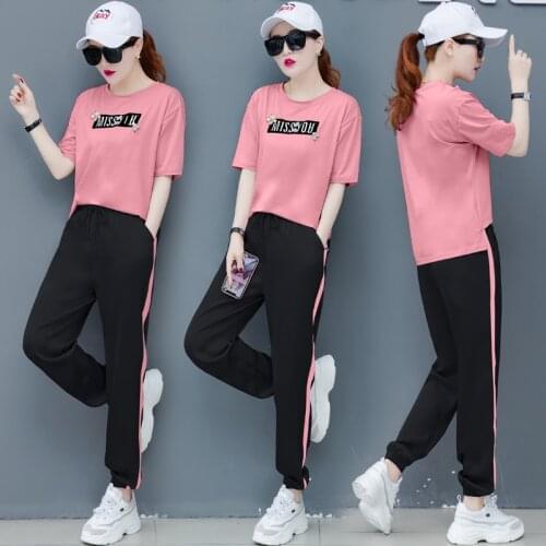 Fashion Sports suit female New trend Lady suit Large size 2 piece set women summer Leisure tracksuit women Youth clothing 1254
