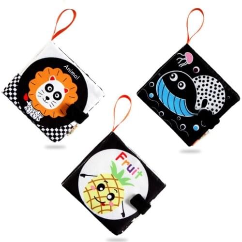 Soft Baby Cloth Book Early Learning Toy Developmental Baby Toy Teaching Marine Theme Interactive Cartoon 3D Cloth Book