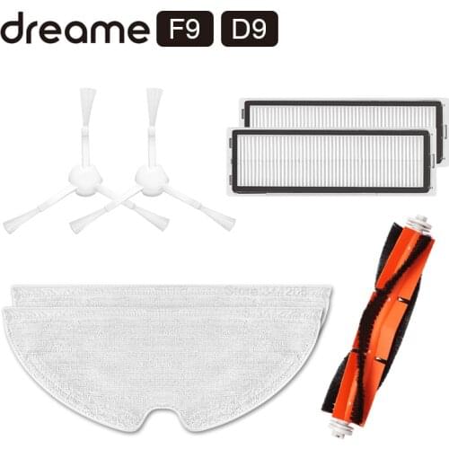 Original Dreame F9 D9 Robot Vacuum Cleaner Spare Parts Pack Kits Side Roller HEPA Filter Main brush Mop Cloths Dry Wet Mopping