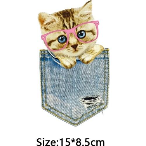 Cat Patch Applique Iron On Transfer Transfer Patches For Clothes Stripes Thermo патчи iron Stickers For Children Clothes DIY