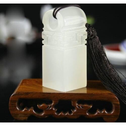 Natural Kunlun frozen jade carving seal calligraphy painting handwork stone Seal name engraving Letters for Overseas Chinese