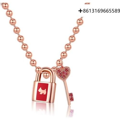 New heart lock series 925 silver-red sound with temperament jewelry clavicle chain woman