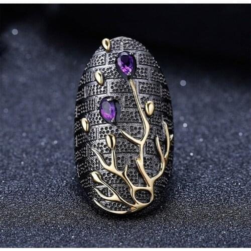 New Fashion Modern Exaggerated Tungsten Gold Rings For Women Tree Artistic Conception Big Ring Europe and America Ring Wholesale