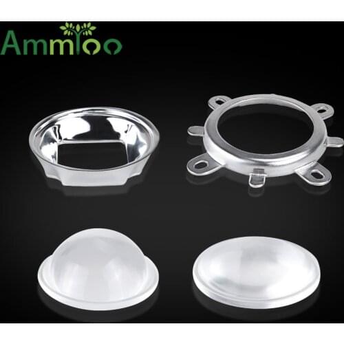 Optical Glass LED Lens Lampshade Set 44mm 60/120 Degree+50mm Reflector Collimator+Fixed Bracket COB LED Chip Glass Lamp Shades