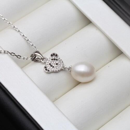 Freshwater Pearl Pendant Necklace For Girl,925 Silver Natuarl Pearl Chain Pendant Necklace Children Gift