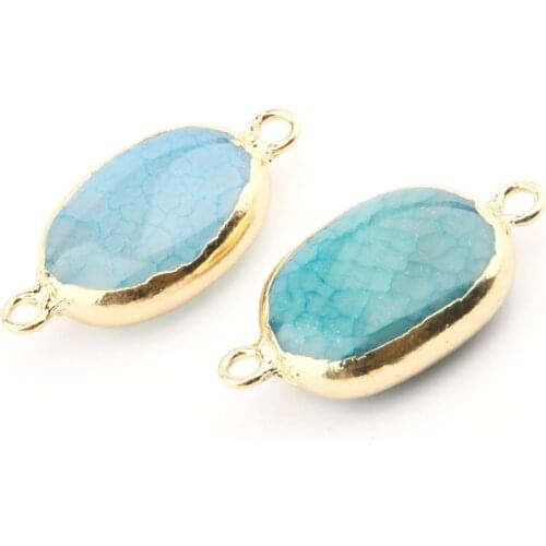 Natural Agates Connector Pendants Quartz Double Hole Charms for DIY Necklace Bracelet Jewelry Making Size 35x20x9mm Wholesale