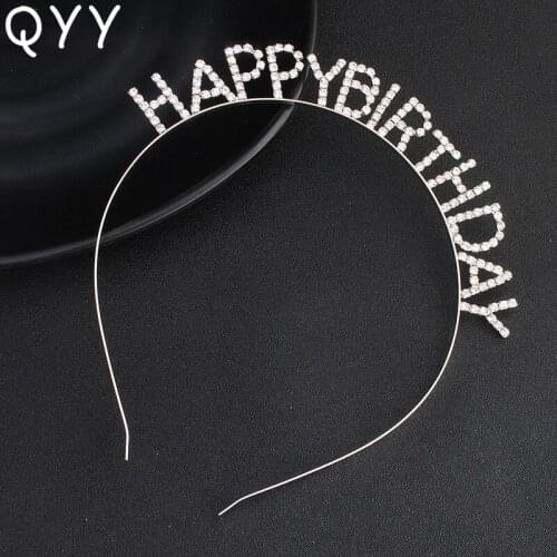 Fashion Happy Birthday Character Hairbands Celebrate Birthday Party Special Austrian Crystal Crown Hair Accessories Jewelry