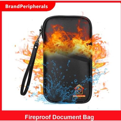 Fireproof Document Bag Passport Holder Fireproof and Waterproof Money Bag Silicone Coated Fiberglass Safe Storage Pouch Zipper