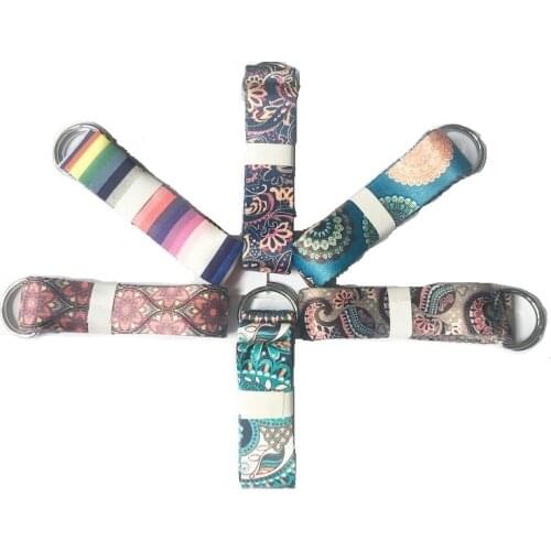 Adjustable Yoga Belt Printed Yoga Stretch Belt Sport Stretch Strap D-Ring Belts Yoga Strap Fitness Rope 183x3.8cm 1pc