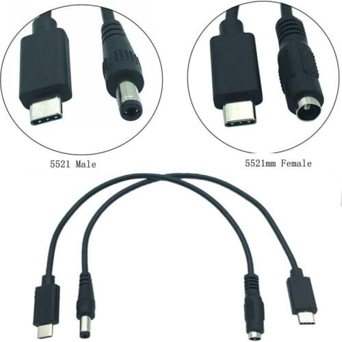 DC 5.5 X 2.1mm Female Male jack to Type-C USB 3.1 Male Plug cable DC Power Connector Adapter DC to Type c male 3A cable 0.2M