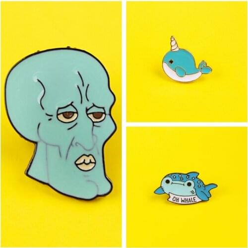 Blue Punk Brooch Aquaticanimal Clothes Lapel Pin Brooches Badge Jewelry Gift Metal Pins For Clothes Decoration Accessories icon
