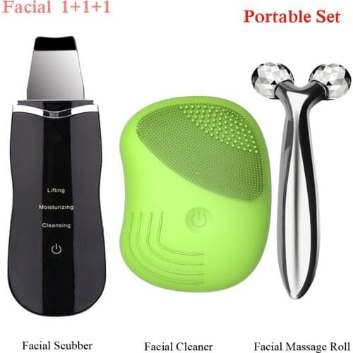 Ultrasonic Skin Scrubber Face Pore Cleaner Exfoliator Vacuum Suction Blackhead Remover Electric Facial Cleansing Brush Massager