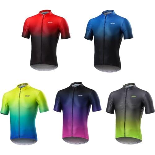 ARSUXEO Professional Cycling Jersey Men Cycling maillot MTB Bike Shirt Downhill ProTeam Mountain Bicycle Clothing Gradient Color