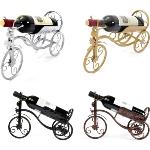 Vintage Metal Tricycle Shape Red Wine Holder Art Bike Rack Display Storage for Kitchen Bar Home Decoration