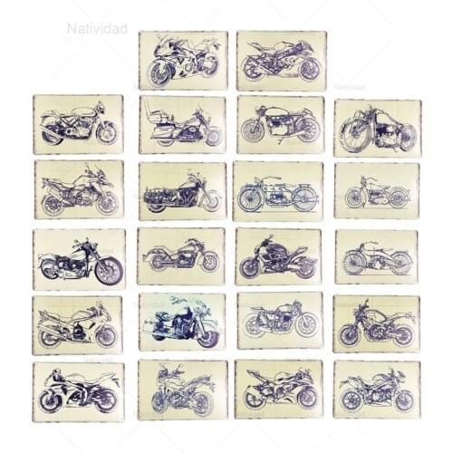 Vintage Motorcycle Metal Signs Retro Bar Car Shop Garage Motor Club Posters Tin Sign Home Wall Decoration Plate Plaque 20X30 Cm