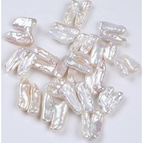 Wholesale 14*17mm irregular shape natural white biwa loose freshwater pearls no hole for DIY making