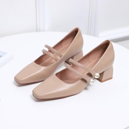 Womens Brand Shoes High Heel Shoes 2021 Square Head Thick Heel Womens Office Shoes Shallow High Heel Pumps Girls High Heels