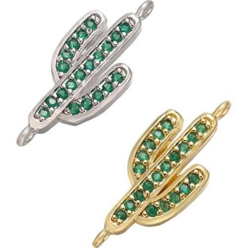 ZHUKOU 8x19mm gold/silver color cactus plant connectors for jewelry making necklace bracelet jewelry accessories model:VS455