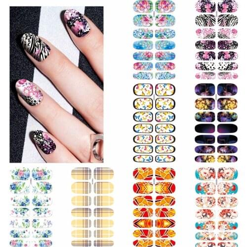 WUF 1 Sheet Optional Beautiful Full Cover Wraps Nails Decals Water Transfer Nail Art Stickers