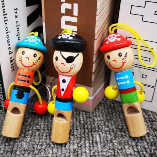 1 Pc Wooden Wind Instrument Musical Toy Cute Little Pirate Whistle for Kids Cartoon Whistle Toys Children Learning Educational