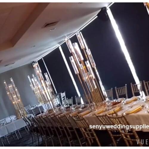 10pcs )80cm tallest) 8 arm Gold Crystal Candelabras Candle Holder wedding Centerpiece Table Stand