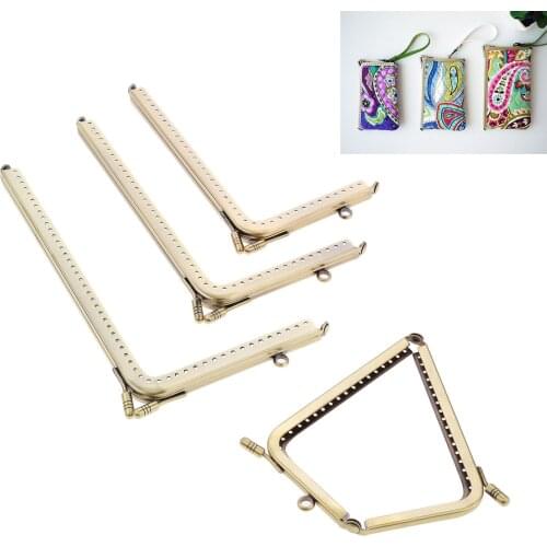 2Pcs DIY Making Smooth Surface Bronze Square Purse Card Bag Handbag L Shaped Metal Frame Kiss Clasp 4 Different Sizes