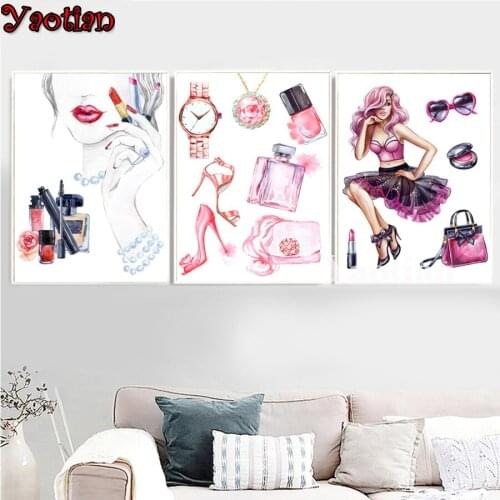 3 Piece Diamond Mosaic Fashion Paris Perfume Woman Cosmetics DIY Square Round Diamond Painting full embroidery Rhinestone art