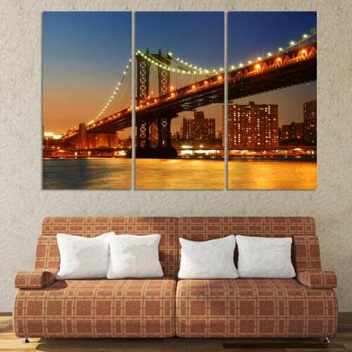 3 pieces canvas painting THE CITY NIGHT VIEW canvas poster print for living room home decoration no frame