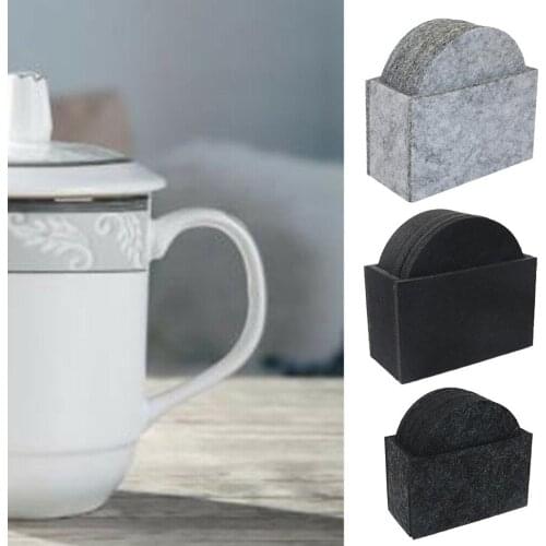 8PCS Round Felt Coaster Dining Table Protector Pad Felt Coaster Cup Mat Pad Storage Box Bowl Mug Glass Plate non-woven