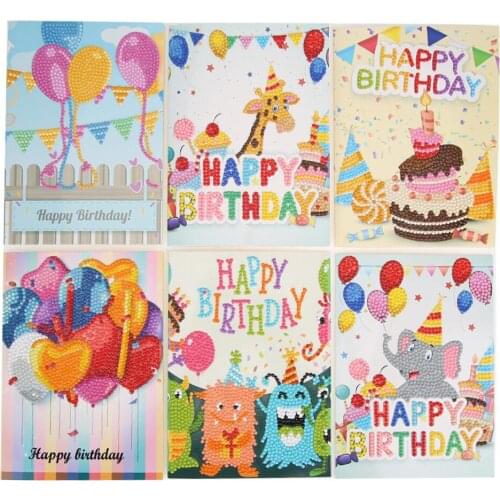 DIY Diamond Painting Embroidery Birthday Paper Postcards Cartoon Greeting Cards Household Living Room Wall Supplies