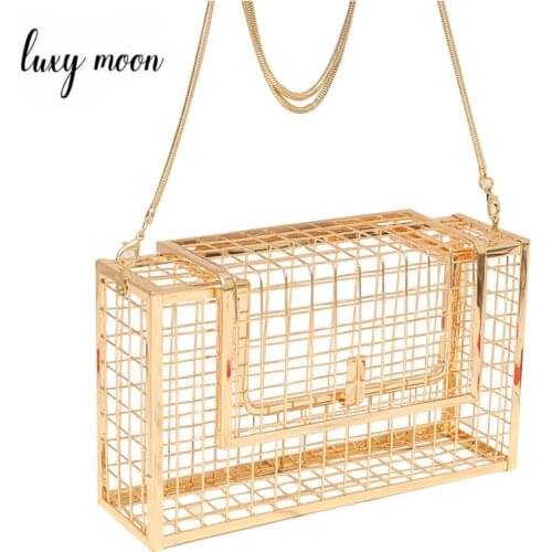 Hollow Out Womens Clutch Bag Metal Women Handbag Purse Fashion Party Evening Bag Chain Shoulder Messenger Bag ZD1690