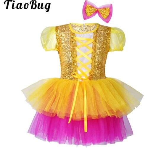 Ballet Tutus Dancewear for Kids Girls Birthday Carnival Party Princess Cosplay Costumes with Bowknot Hair Clip Performance Dress