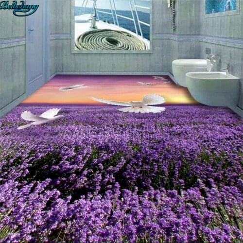 Beibehang Large custom flooring aesthetic lavender white pigeon bathroom living room 3D floor fine decoration