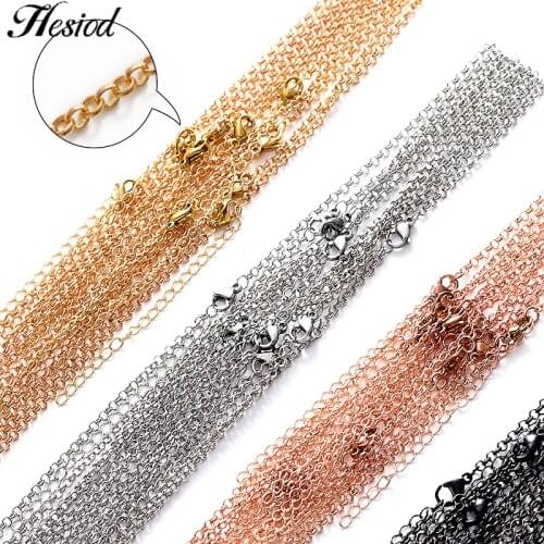 10pcs/lot Width 1.5/2/2.5/3mm Silver Classic o style Chain Copper with Iron Chain Rose Gold/Rhodium/Bronze 45cm Pendant Necklace