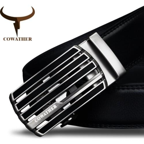 COWATHER New design cow genuine leather strap male belt automatic buckle belts for men fashion style waistband original brand