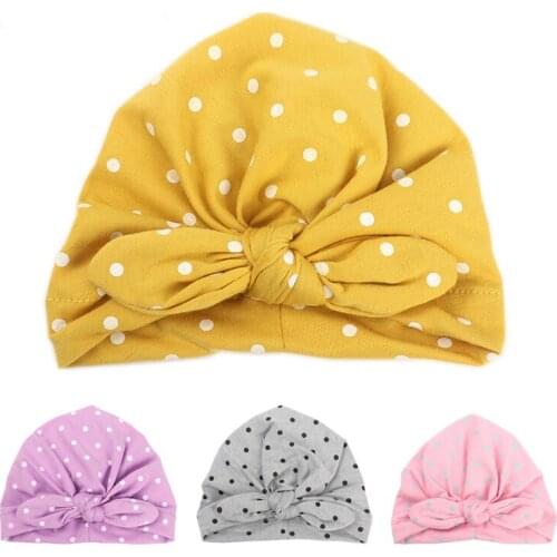 2020 Sweet Dot Baby Girl Hat with Bow Candy Color Baby Turban Cap for Girls Elastic Infant Accessories 1 PC