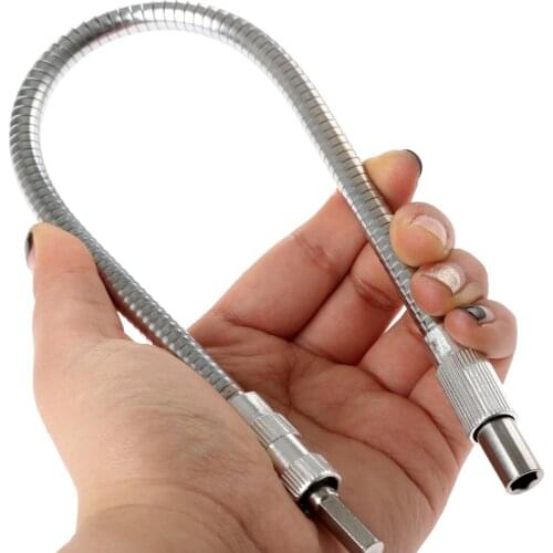 Dophee 400mm Drill Flexible Shaft Metal Extension Screwdriver Drill Bit Holder Connecting Link 1/4" Hex Shank for Electric Drill