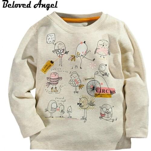 Beloved Angel Children Long Sleeve T-Shirt Autumn Winter 100% Cotton Kids Tee Cartoon Bird Baby Boys Girls T Shirt 1- 6 Years