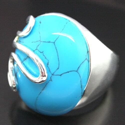 Hot sale new Style >>>> Fashion Jewel 17mmX21mm Blue stone 925 Sterling Silver Jewelry Ring