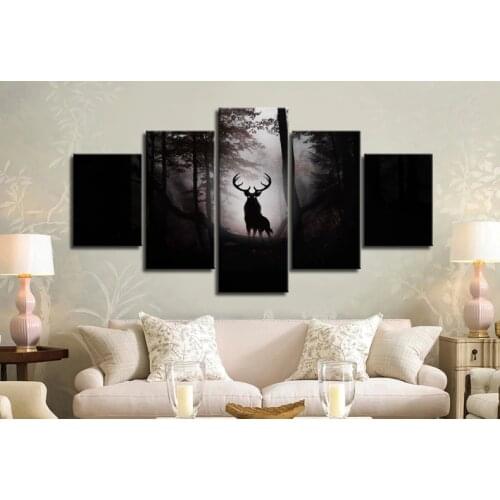 HD Modern Wall Art canvas pictures Prints 5 Pieces Moose Elk Deer Canvas Picture Wall Decorative Wall Pictures for Living Room
