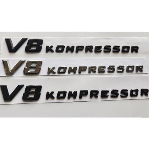 Chrome / Matte Black / Gloss Black V8 KOMPRESSOR Letters Badge Emblem Emblems Decal Sticker for Mercedes Benz AMG V8KOMPRESSOR