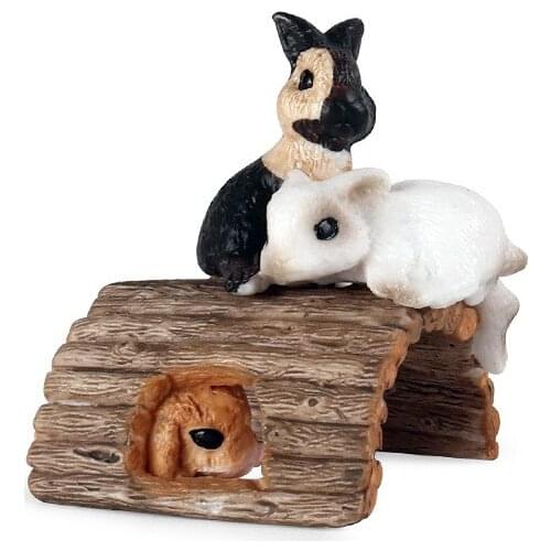 Playing Rabbit Animal Figure Collectible Toys Wild Animal Action Figures Kids Plastic Cement Toys