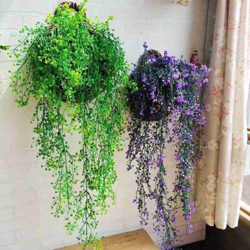 Artificial Plant Vines Wall Hanging Rattan Leaves Branches Outdoor Garden Home Decoration Plastic Fake Silk Leaf Green Plant Ivy