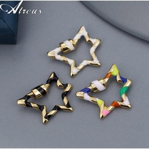 Jewelry Making Star Clasp Enamel Lock Hook Spiral Clasps For DIY Luxury Women Necklace Bracelet Hand Made Hanging Accessories