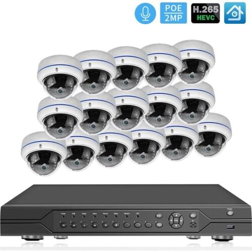 Hamrolte POE Camera System 16CH H.265 POE NVR 1080P Vandal-proof Outdoor Camera Audio Record Motion Detection Xmeye Plug to Play