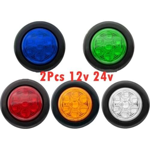 2Pcs 2inch 12V Car External Lights Round LED 24V Auto Car Bus Truck Trailer Side Marker Indicator Trailer Light Rear Side lights