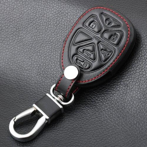 Leather Car Key Cover Fob Cases Remote Key Shell For GMC Yukon Chevrolet Suburban Tahoe 6 Buttons Smart Keys Car Styling