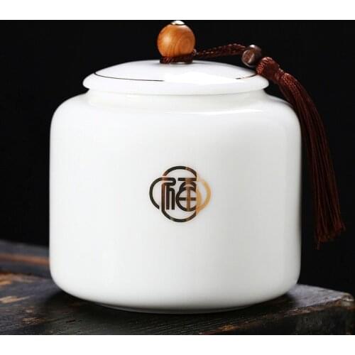 Creative White Porcelain Storage Jar Household Large-capacity Gold Tea Caddy Exquisite Ceramic Candy Sealed Jar Food Container
