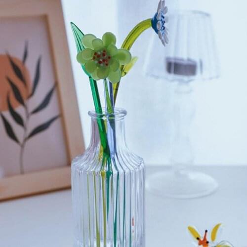 Creative Handicraft Long Lasting Handmade Glass Flower Craft Figurine Flower Figurines for Miniature Vase